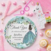 Turquoise Blue Floral Butterflies Gold Princess Papieren Bordje (Feest)