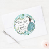 Turquoise Blue Floral Butterflies Princess Favor Ronde Sticker (Envelop)