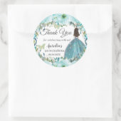 Turquoise Blue Floral Butterflies Princess Favor Ronde Sticker (Tas)