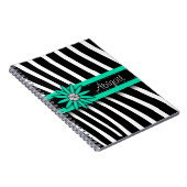 Turquoise Blue Floral Gem & Zebra Pattern Notitieboek (Rechterzijde)
