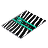 Turquoise Blue Floral Gem & Zebra Pattern Notitieboek (Linkerzijde)