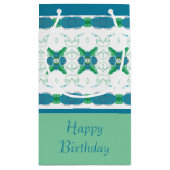 Turquoise Blue Floral Klein Cadeauzakje (Achterkant)