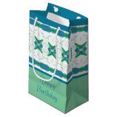 Turquoise Blue Floral Klein Cadeauzakje (Voorkant Gekanteld)