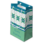 Turquoise Blue Floral Klein Cadeauzakje (Achterkant Gekanteld)
