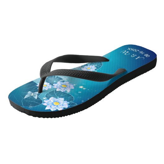 Turquoise Blue Floral Pattern Weddenschap net getr Teenslippers (Schuin)