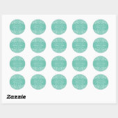 Turquoise Blue Floral Swirl Dank je Sticker (Vel)