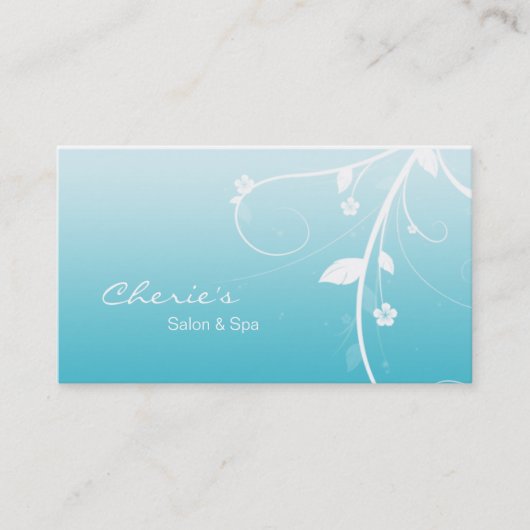 Turquoise Blue Floral Swirls visitekaartje (Voorkant)