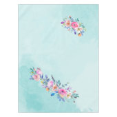 Turquoise Blue Floral Waterverf Tafelkleed (Voorkant)