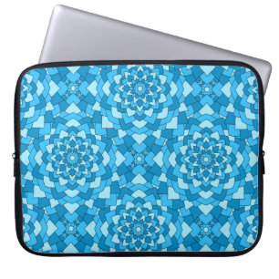Turquoise blue florale geometrisch naadloos patroo laptop sleeve