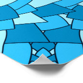 Turquoise blue florale geometrisch naadloos patroo poster (Hoek)