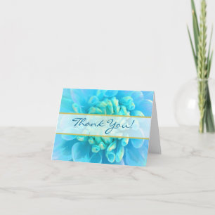 Turquoise Blue Flower Weddenschap Bedankkaart