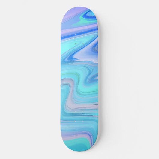 Turquoise & Blue Flowing Stripes Skate Deck  (Voorkant)