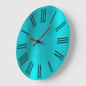 Turquoise Blue Folie Black Roman Numerals Grote Klok (Hoek)