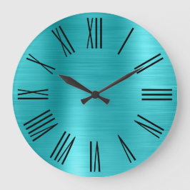 Turquoise Blue Folie Black Roman Numerals Grote Klok