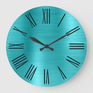Turquoise Blue Folie Black Roman Numerals Grote Klok