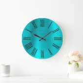 Turquoise Blue Folie Black Roman Numerals Grote Klok (Huis)