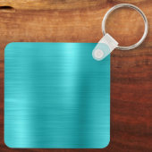 Turquoise Blue Folie Drieletterd Monogram Sleutelhanger (Achterkant)