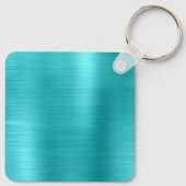 Turquoise Blue Folie Drieletterd Monogram Sleutelhanger (Achterkant)