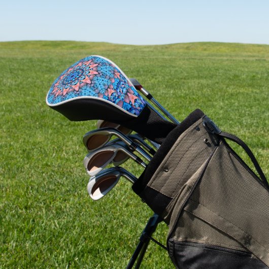 Turquoise  Blue Fractal Kaleidoscope Golfheadcover (Insitu)