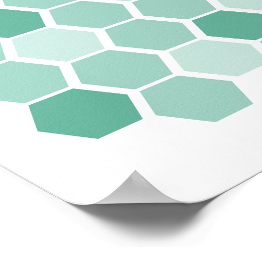 Turquoise Blue Geometric Hexagon Wall Art Poster (Hoek)