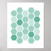 Turquoise Blue Geometric Hexagon Wall Art Poster (Voorkant)