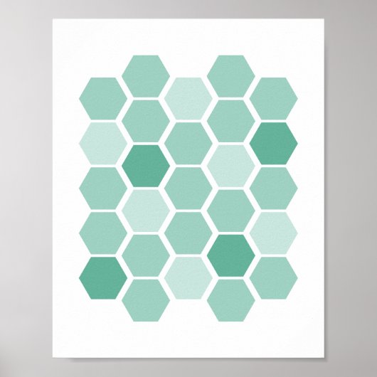 Turquoise Blue Geometric Hexagon Wall Art Poster (Voorkant)