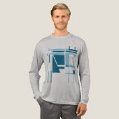 Turquoise Blue Geometrische Abstracte MCM-geïnspir Tri-Blend Shirt (Voorkant)