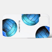 turquoise blue gepersonaliseerde volleybal vrouwen Case-Mate iPhone case (Achterkant (horizontaal))