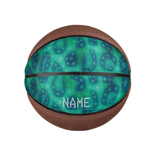 Turquoise Blue Ggloing Cheetah Basketbal (Voorkant)