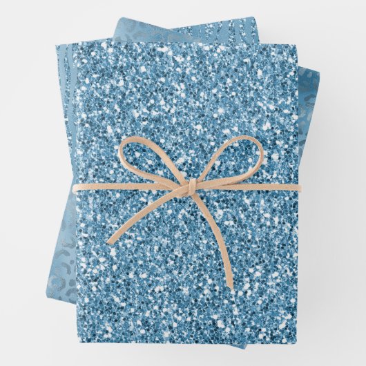 Turquoise Blue Glitter Animal Prins Inpakpapier Vel (In situ)