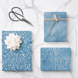Turquoise Blue Glitter Animal Prins Inpakpapier Vel