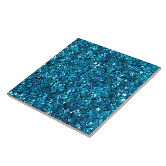 Turquoise-Blue Glitter-effect Tegeltje (Zijkant)