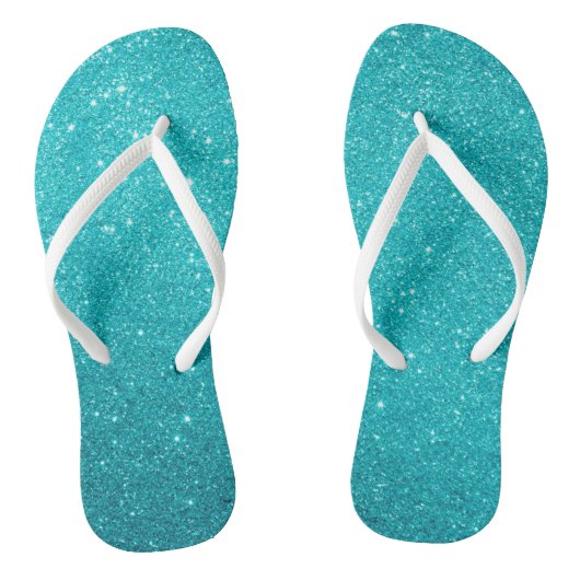Turquoise Blue Glitter en Glam Teenslippers (Voetbed)