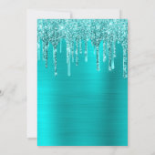 Turquoise Blue Glitter Folie Drip 60th Birthday Kaart (Achterkant)