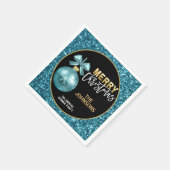 Turquoise Blue Glitter Jaarlijks Kerstdiner Servet (Hoek)