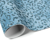 Turquoise Blue Glitter Leopard Print Cadeaupapier (Rol Hoek)
