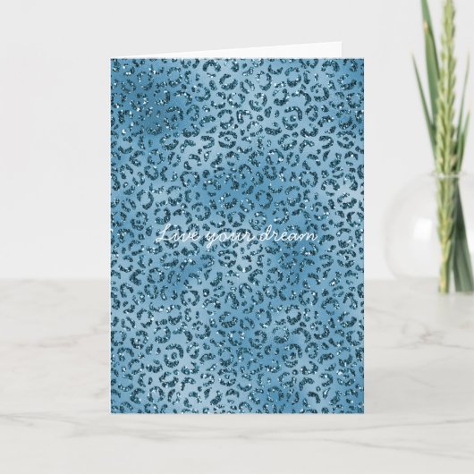 Turquoise Blue Glitter Leopard Print Kaart (Voorkant)