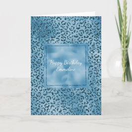 Turquoise Blue Glitter Leopard Print Kaart
