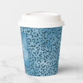 Turquoise Blue Glitter Leopard Print Papieren Bekers (Links)