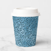 Turquoise Blue Glitter Leopard Print Papieren Bekers (Achterkant)