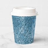 Turquoise Blue Glitter Leopard Print Papieren Bekers (Rechts)