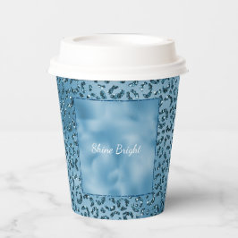 Turquoise Blue Glitter Leopard Print Papieren Bekers