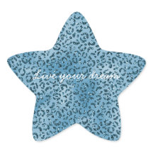 Turquoise Blue Glitter Leopard Print