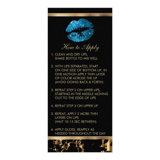 Turquoise Blue Glitter Lip Instructions - Marble Reclamekaart (Voorkant)