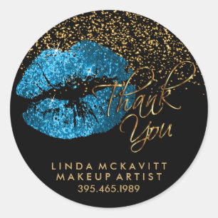 Turquoise Blue Glitter Lipstick - Dank je Ronde Sticker