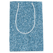 Turquoise Blue Glitter Medium Cadeauzakje (Voorkant)