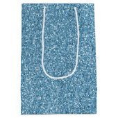 Turquoise Blue Glitter Medium Cadeauzakje (Achterkant)