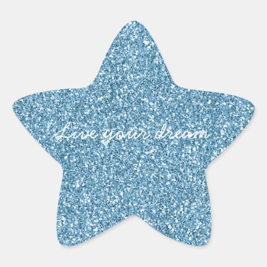 Turquoise Blue Glitter Ster Sticker (Voorkant)