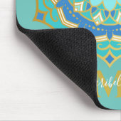 Turquoise Blue Gold Boho Mandala Muismat (Hoek)