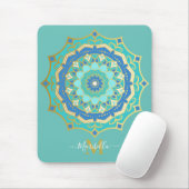Turquoise Blue Gold Boho Mandala Muismat (Met muis)